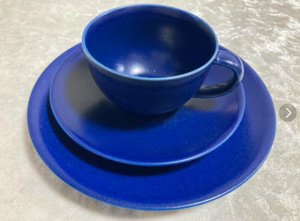 Read more about the article Arabia 24h Blue Cup and Saucer Plate Set (used in good condition no scratches)