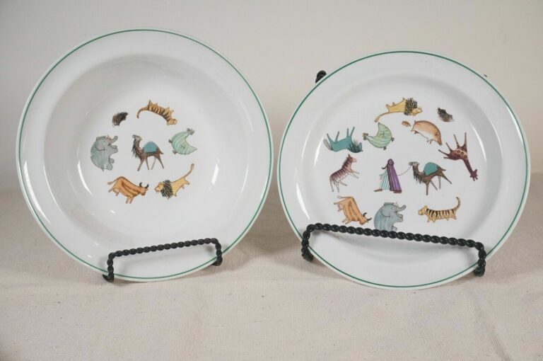 Read more about the article Arabia Finland Porcelain Plate and Bowl set Zoo Animal Parade kids mid century