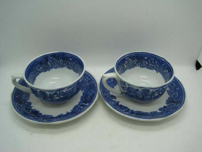 Read more about the article 2 Vintage Arabia of Finland Cups and Saucers Landscape Blue