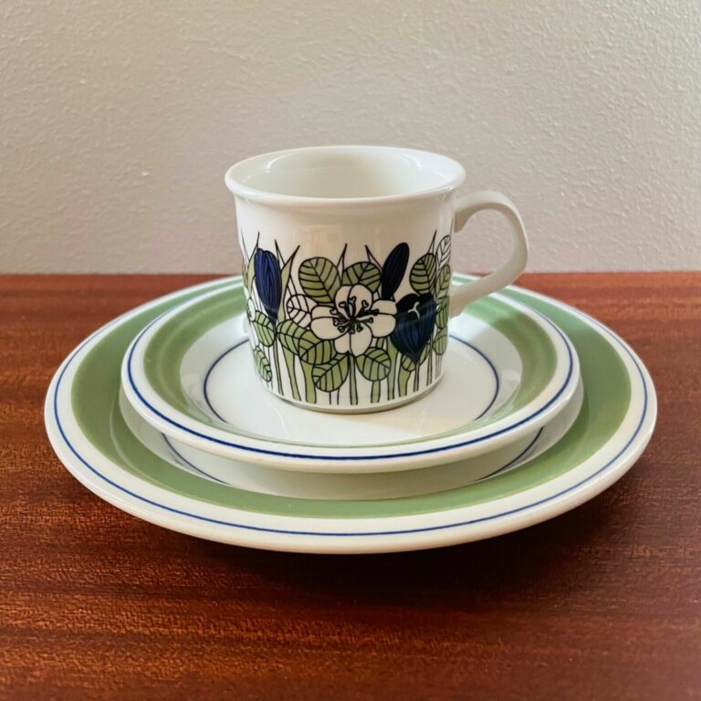 Read more about the article Vintage Arabia Finland Krokus Coloured Espresso Cup Trio Set