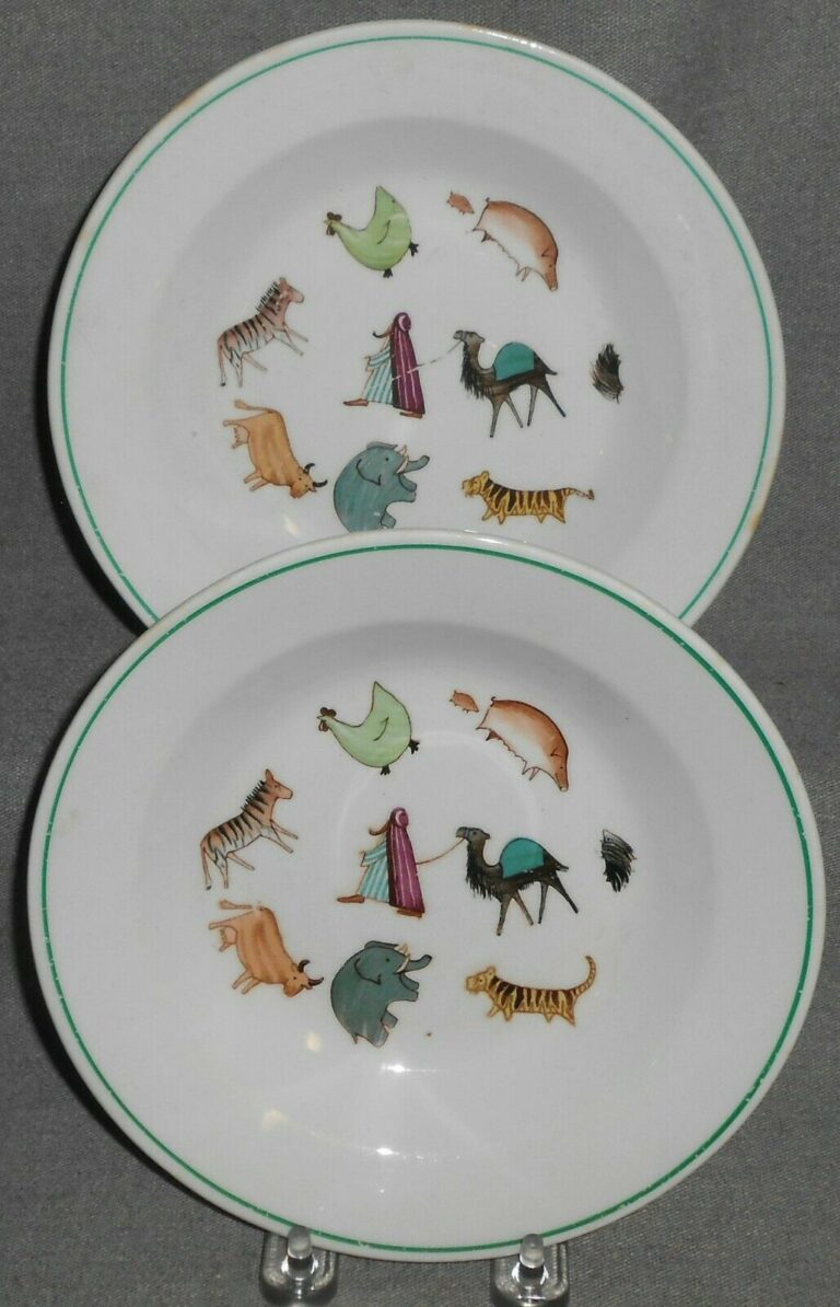 Read more about the article Set (2) 1960s Arabia PARADE PATTERN (Man w/Camel in Center) CHILD’S 7 3/8″ BOWLS