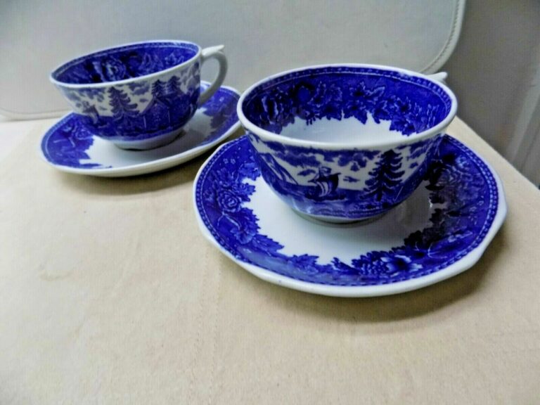 Read more about the article 2 CUPS and SAUCERS by ARABIA of FINLAND in the BLUE/WHITE LANDSCAPE PATTERN.