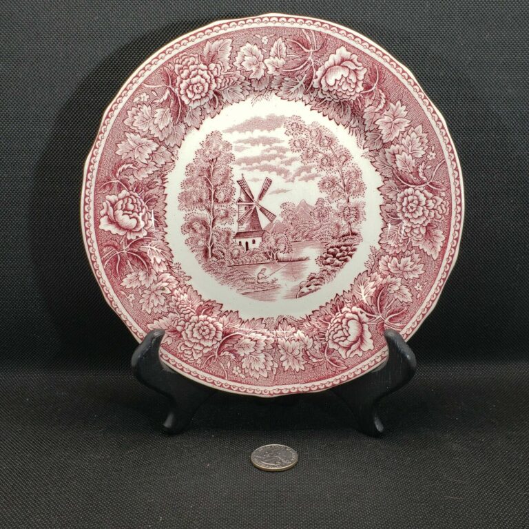 Read more about the article Vintage Arabia of Finland Landscape Red Salad Plate Windmill Scene 7.75″