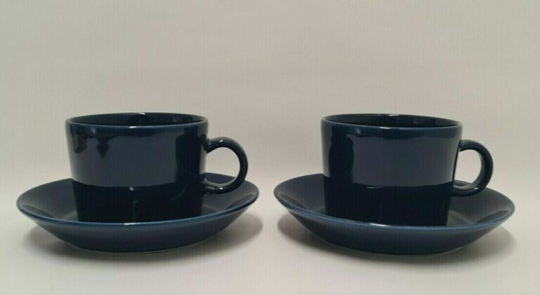 Read more about the article Kaj Franck Teema Kilta Blue Coffee Cups and Saucers  Arabia Finland