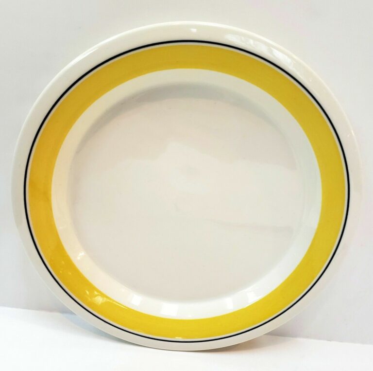 Read more about the article Arabia of Finland Faenza Yellow with Black Stripe Salad Plate 7 3/4″