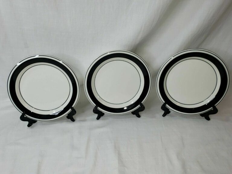 Read more about the article Vintage Finland Arabia : 3x Lot Faenza Black Stripe Salad Plate 7 3/4″ – Used