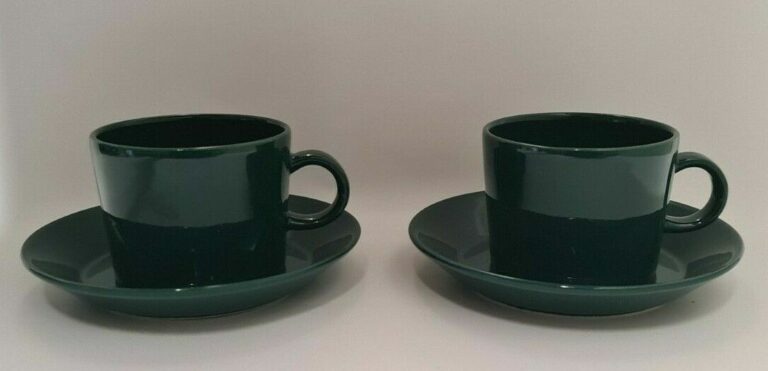 Read more about the article Kaj Franck Teema Kilta Green Coffee Cups and Saucers  Arabia Finland