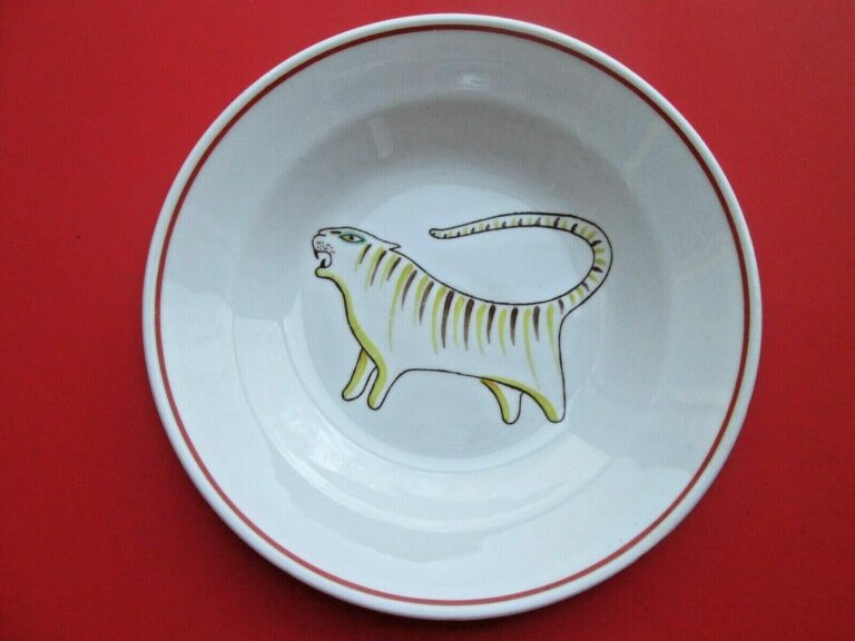 Read more about the article Vintage ARABIA FINLAND “ANIMAL KINGDOM” TIGER Cereal Bowl 7 3/8″ Hand-Painted
