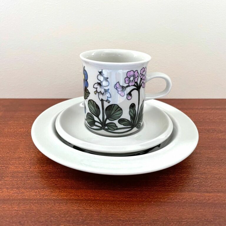 Read more about the article Rare Vintage Arabia Finland Flora Coffee Cup Trio Set