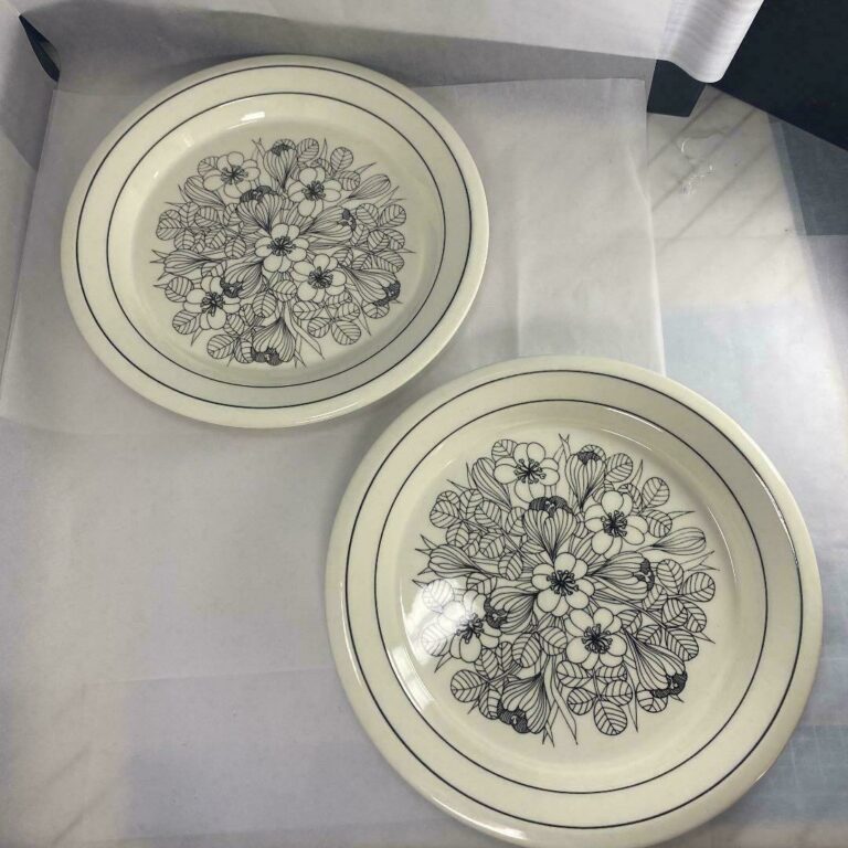 Read more about the article Arabia Finland Vintage Krokus Black and White Cake Dinner Dish Plate 20cm set