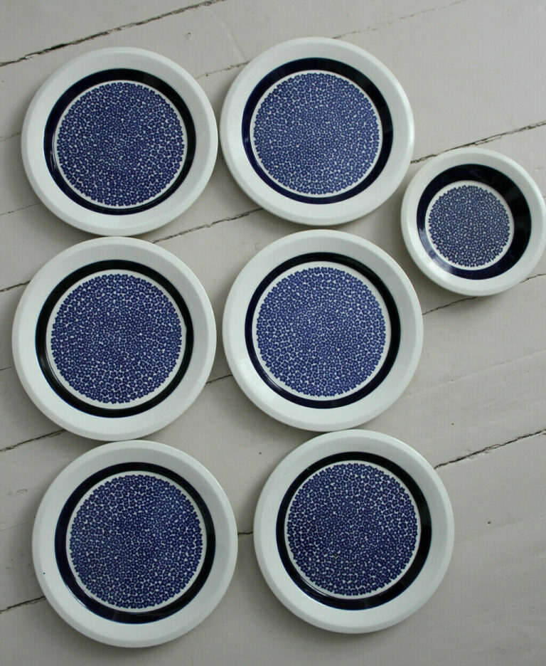 Read more about the article VERY RARE Arabia Finland Cobalt Blue Faenza Dinner Plates and Deep Plate SET