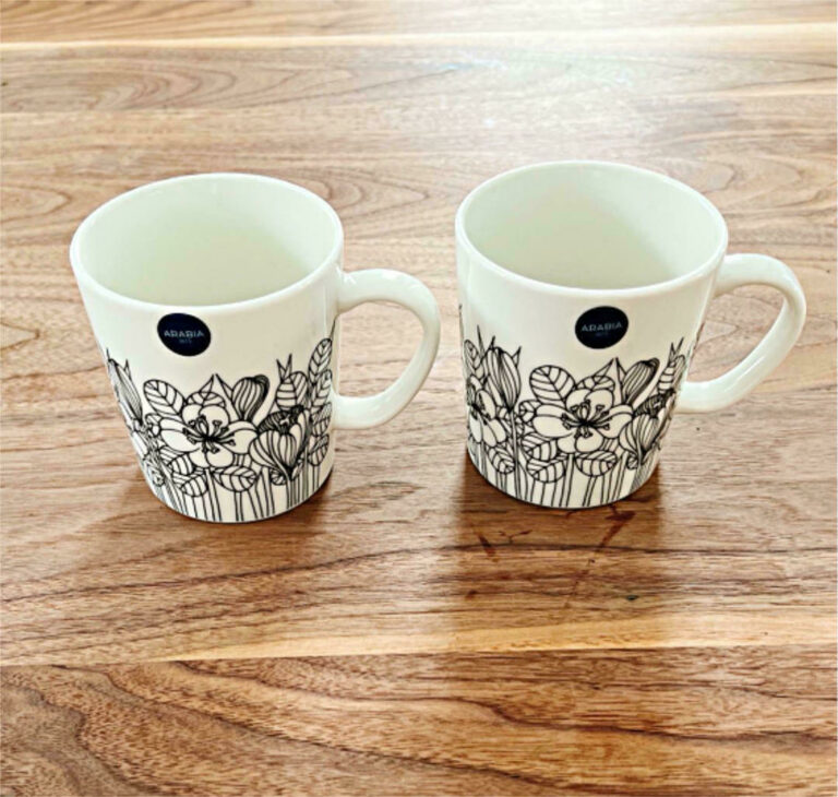 Read more about the article Arabia Finland Krokus Black Mug 2Set K City Market 50th Anniversary Limited