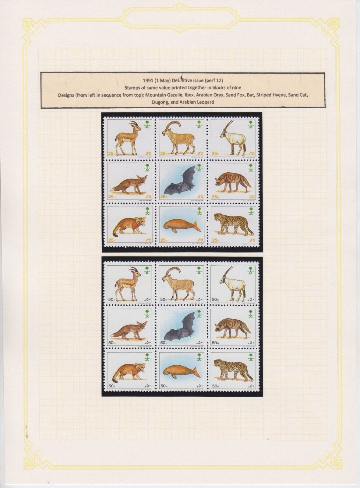 Read more about the article SAUDI ARABIA 1991  ANIMALS  COMPLETE SET OF 54 STAMPS  MNH