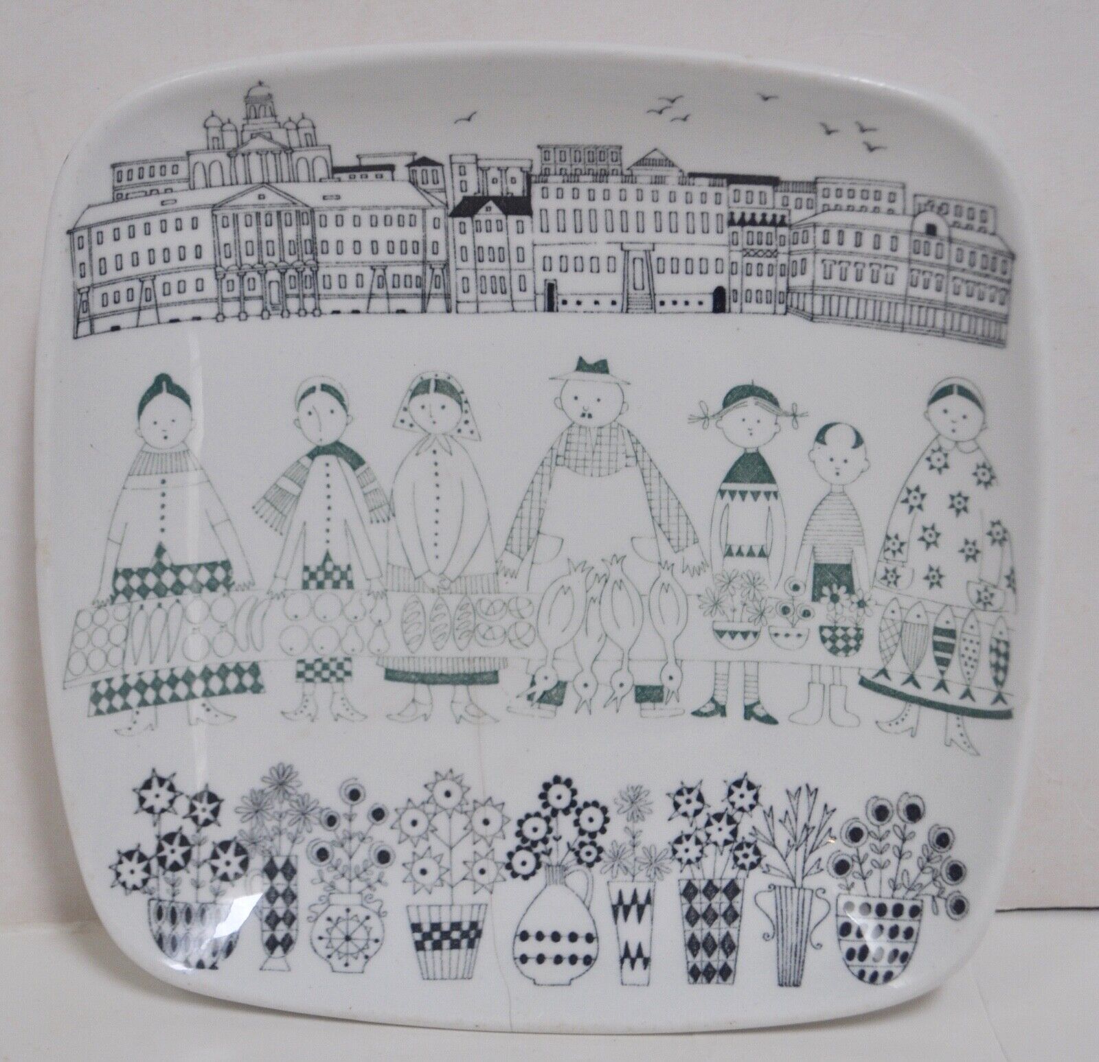 Read more about the article Vintage Arabia Finland Raija Uosikkinen Emilia Kauppatori City Plate AS IS