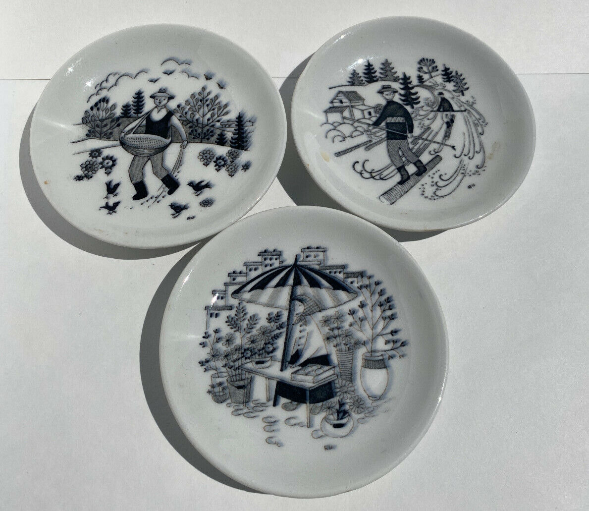 Read more about the article Set of (3) Arabia Finland Emilia Coasters Dishes Raija Uosikkinen Outdoor Scenes