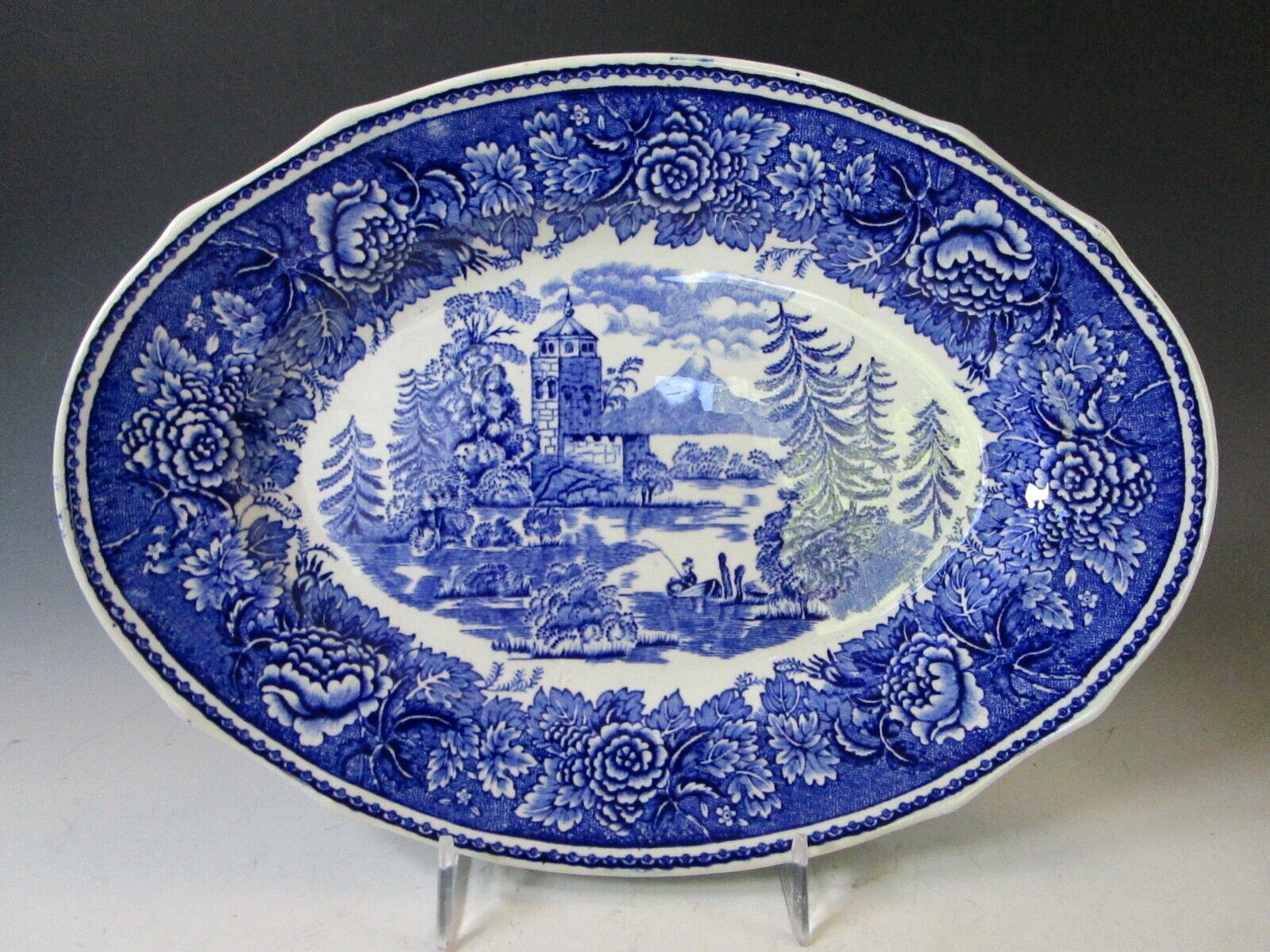 Read more about the article Vintage Arabia Landscape Blue and White Finland Suomi # 7 Platter 11″ x 7 3/4″