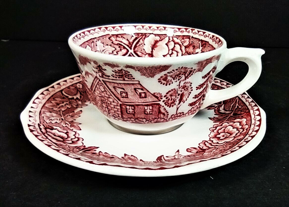 Read more about the article Arabia Finland Landscape Red Demitasse Cup and Saucer Set EUC