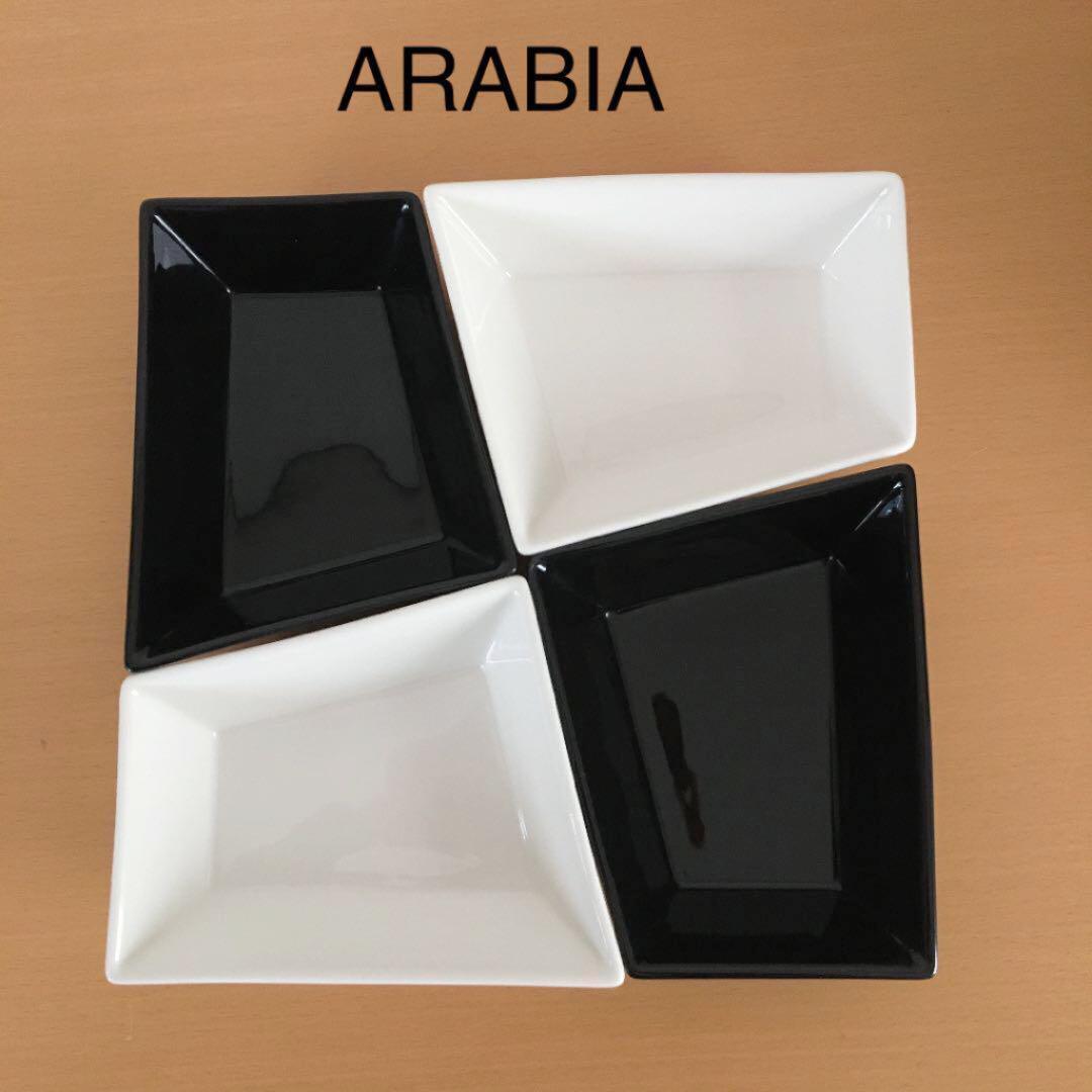 Read more about the article ARABIA FINLAND NERO SQUARE PLATE WHITE BLACK SET OF 4 PECKAHARNI DESIGN