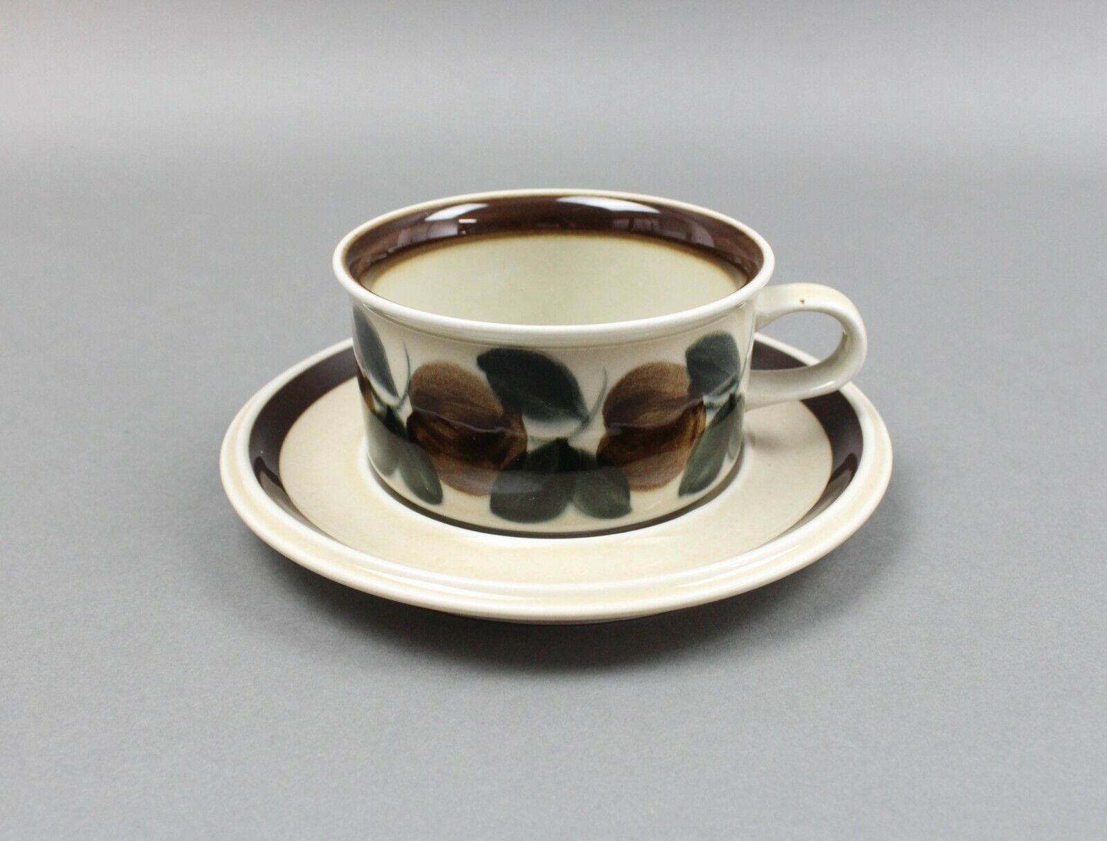 Read more about the article Arabia Finland Ruija Troubadour Flat Cup And Saucer Vintage Mid Century Modern