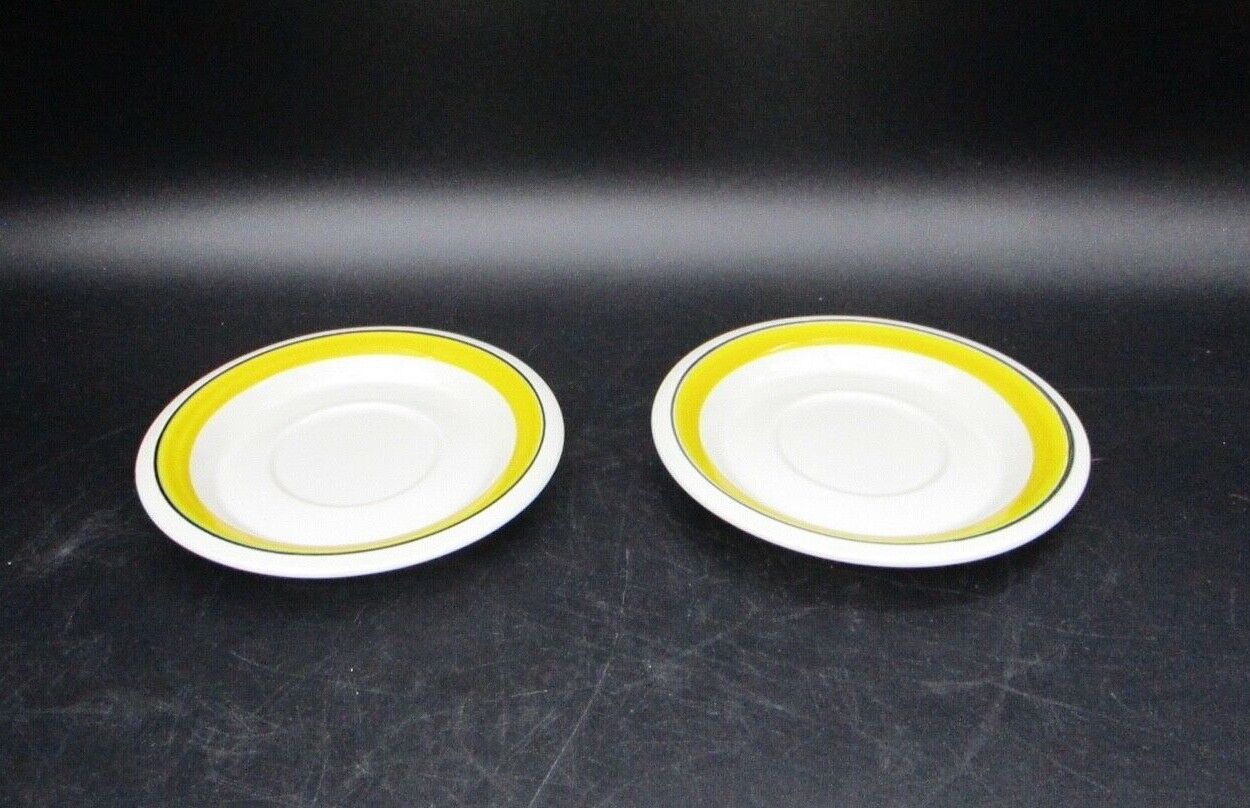 Read more about the article Arabia of Finland Faenza Demitasse Saucer Yellow and Black set of 2