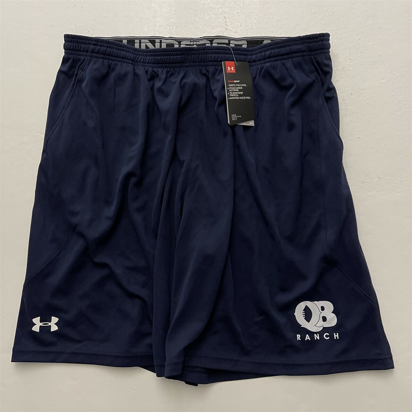 Read more about the article NWT Under Armour Heat Gear QB Ranch 2XL 36 x 9″ Navy Blue Drawstring Shorts
