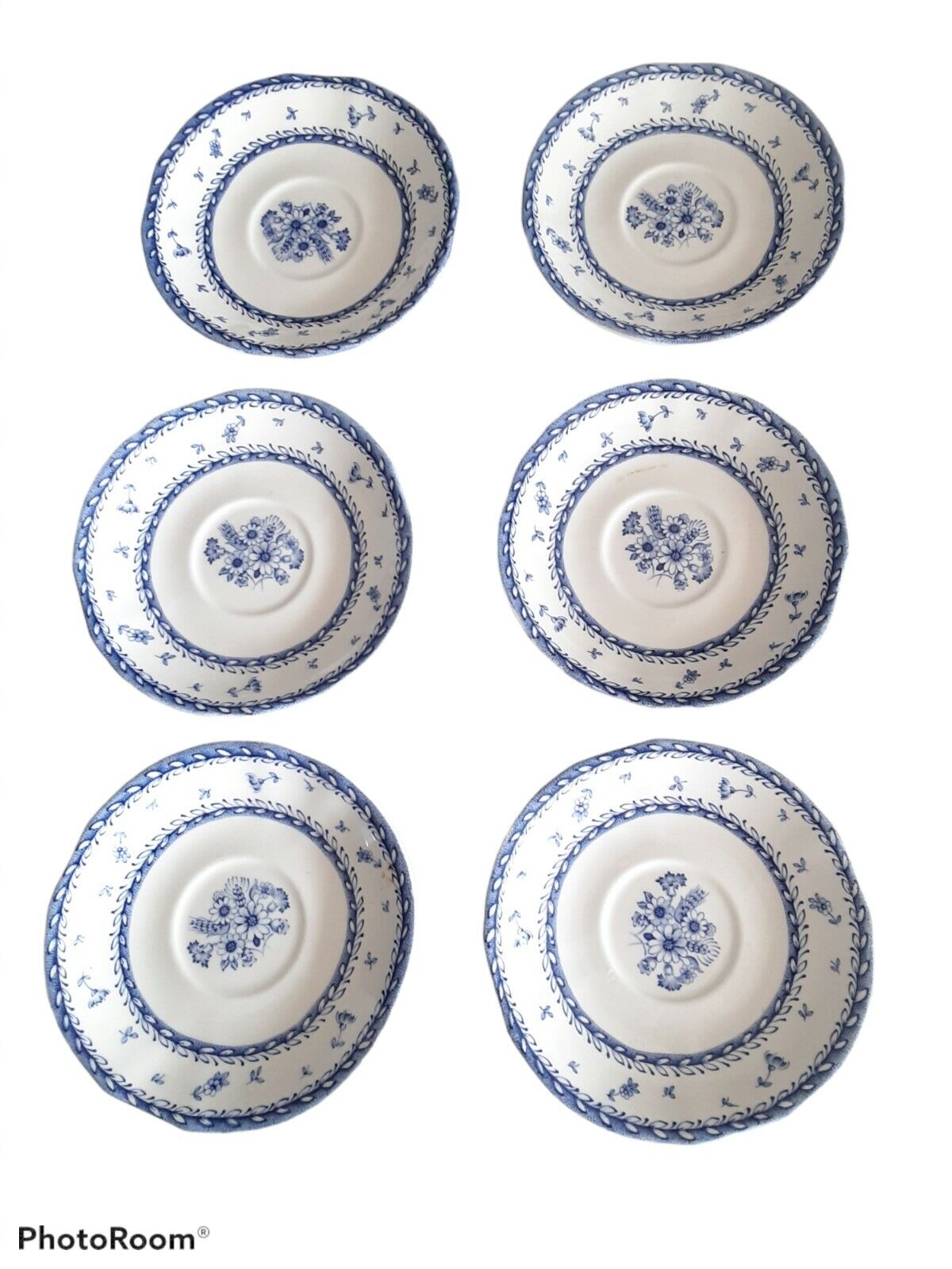 Read more about the article Vtg 6 Arabia Of Finland Finn Blue Flower Plate Saucer 5 3/4″ Cobalt Blue White