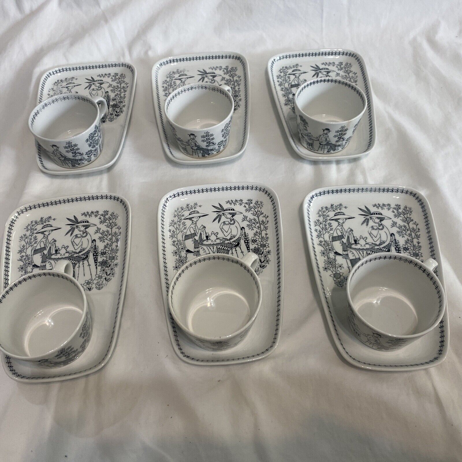 Read more about the article RARE  Arabia of Finland Tea Plateandcup Emilia Pattern (set Of 6)  SEE PICS