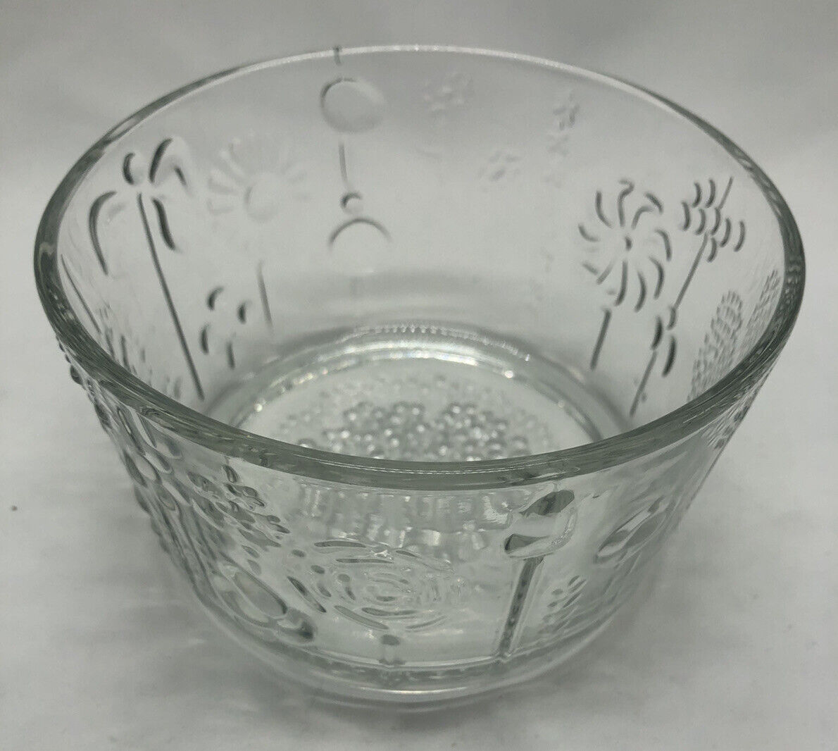 Read more about the article VINTAGE Nuutajarvi Iittala Arabia Finland Oiva Toikka Clear Glass Flora Bowl 6”