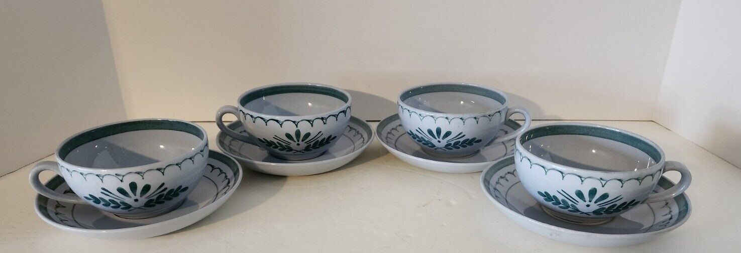 Read more about the article Green Thistle Arabia Of Finland Handpainted cups and Saucers Set of 4 Excellent