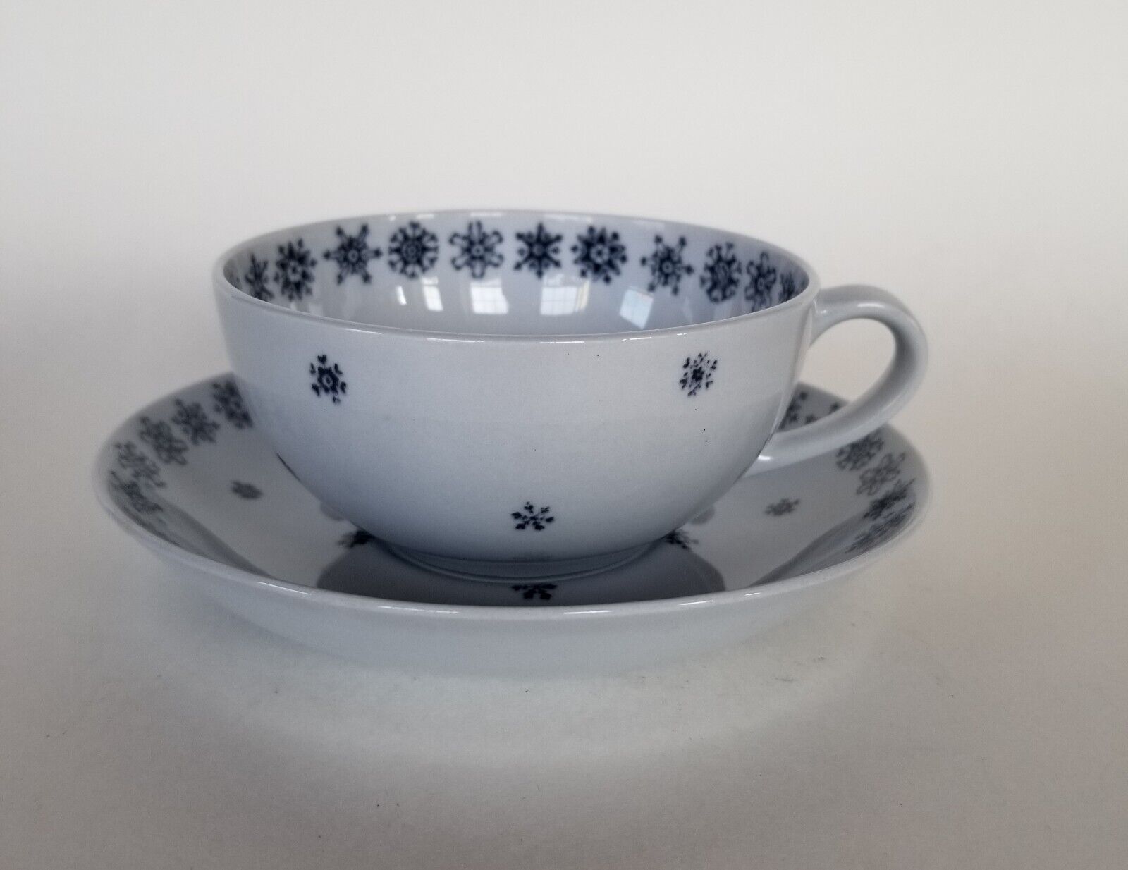 Read more about the article Vtg Arabia Finland SNOWFLAKE Flat Cup and Saucer 3 7/8″