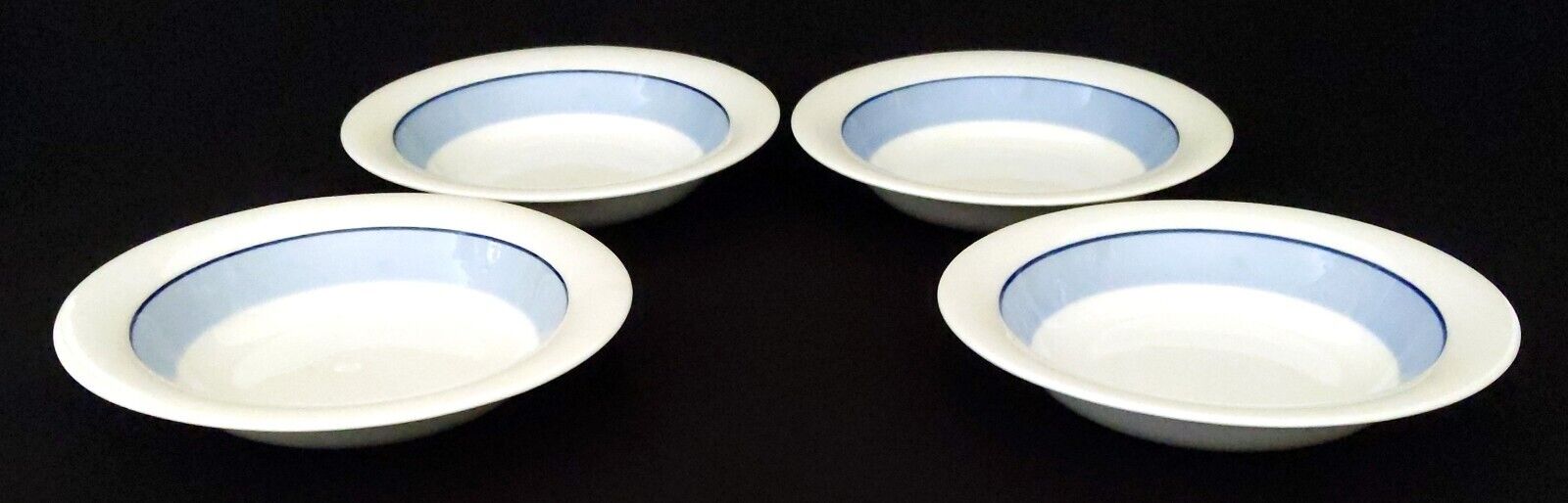 Read more about the article (4) Arabia Finland ~ Pudas Arctica ~ 8″ Rimmed Soup Bowls by Inkeri Leivo