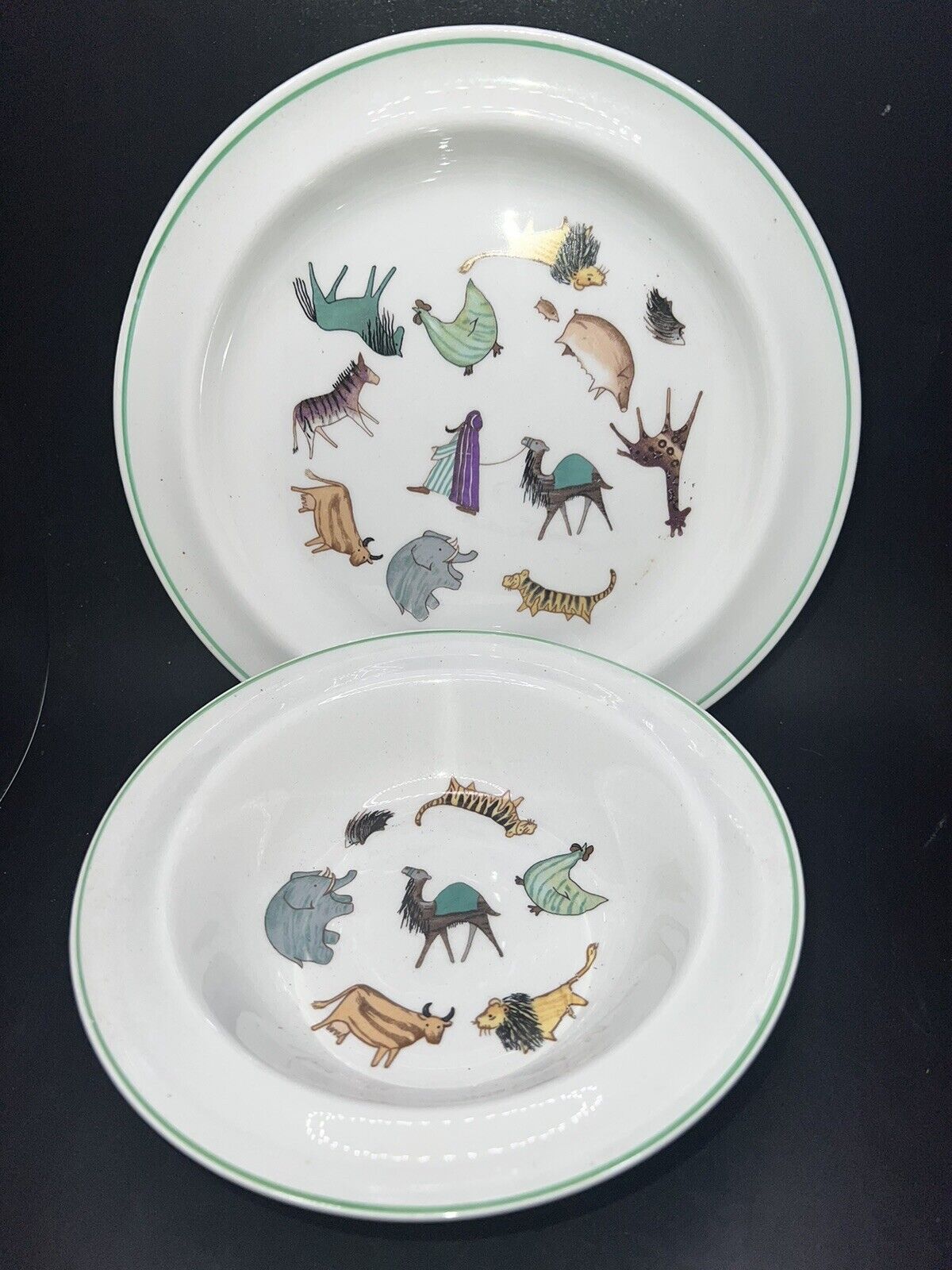 Read more about the article Vintage 1963 Arabia Finland Child’s Noah’s Ark Animal Parade  Bowl And Plate
