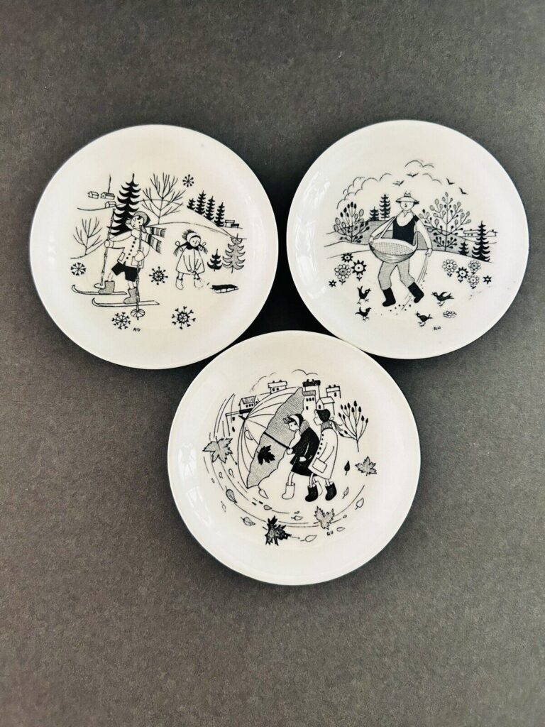 Read more about the article 1950s Emilia Arabia set of 3 small wall hanging dishes made in Finland