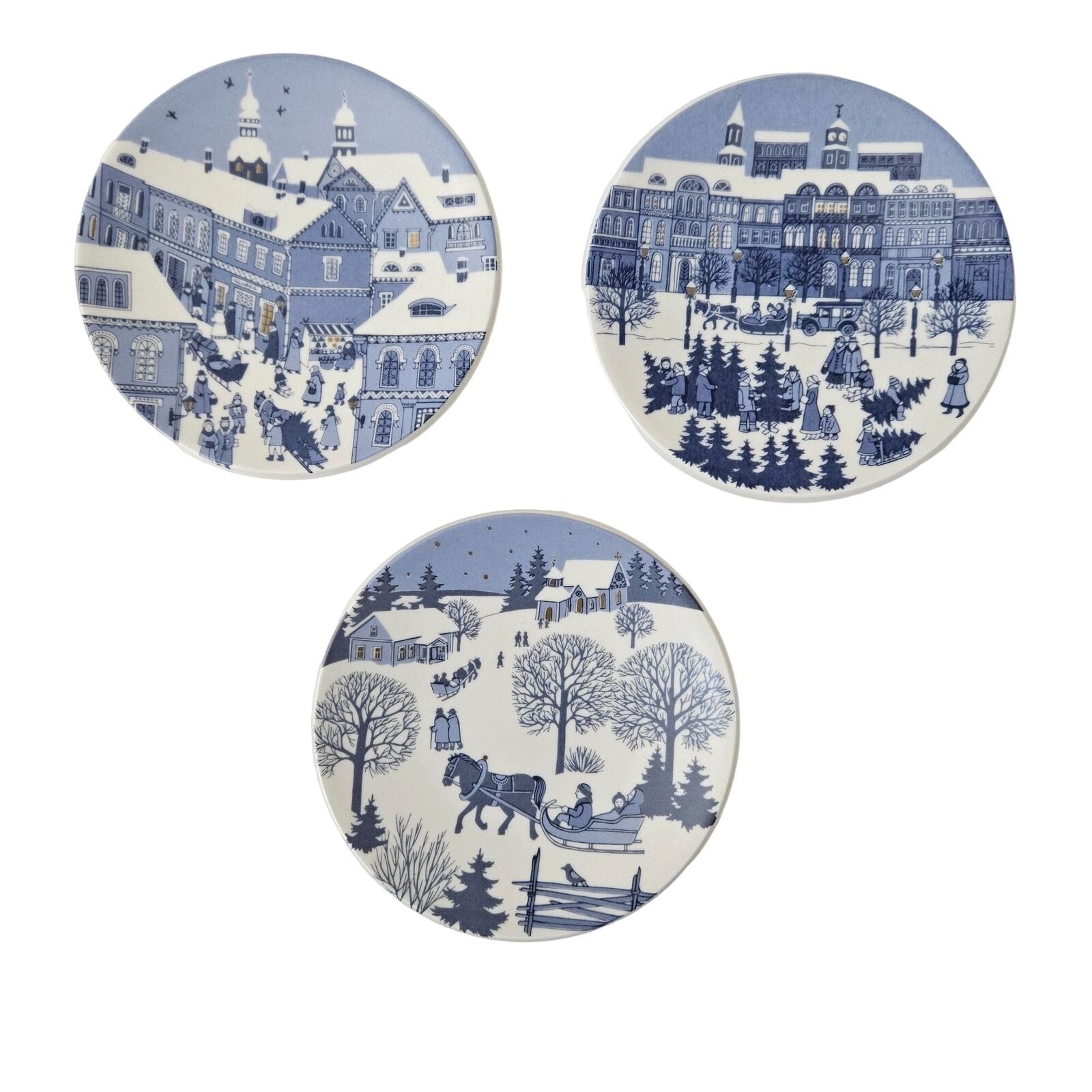 Read more about the article Arabia Finland Christmas Street City Landscape Plates R Uosikkinen Set 3