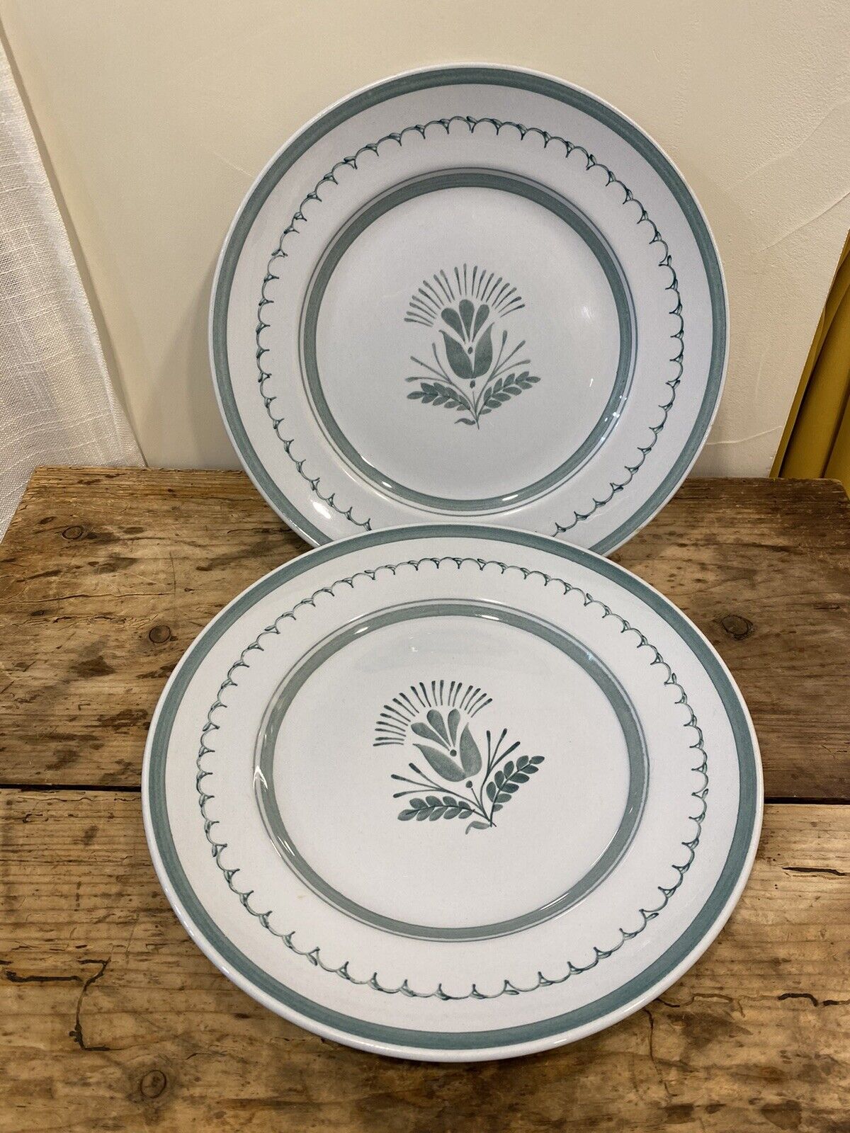 Read more about the article SET of 2 Arabia Finland Hand-painted Green Thistle 10 3/8” Dinner Plates Flower