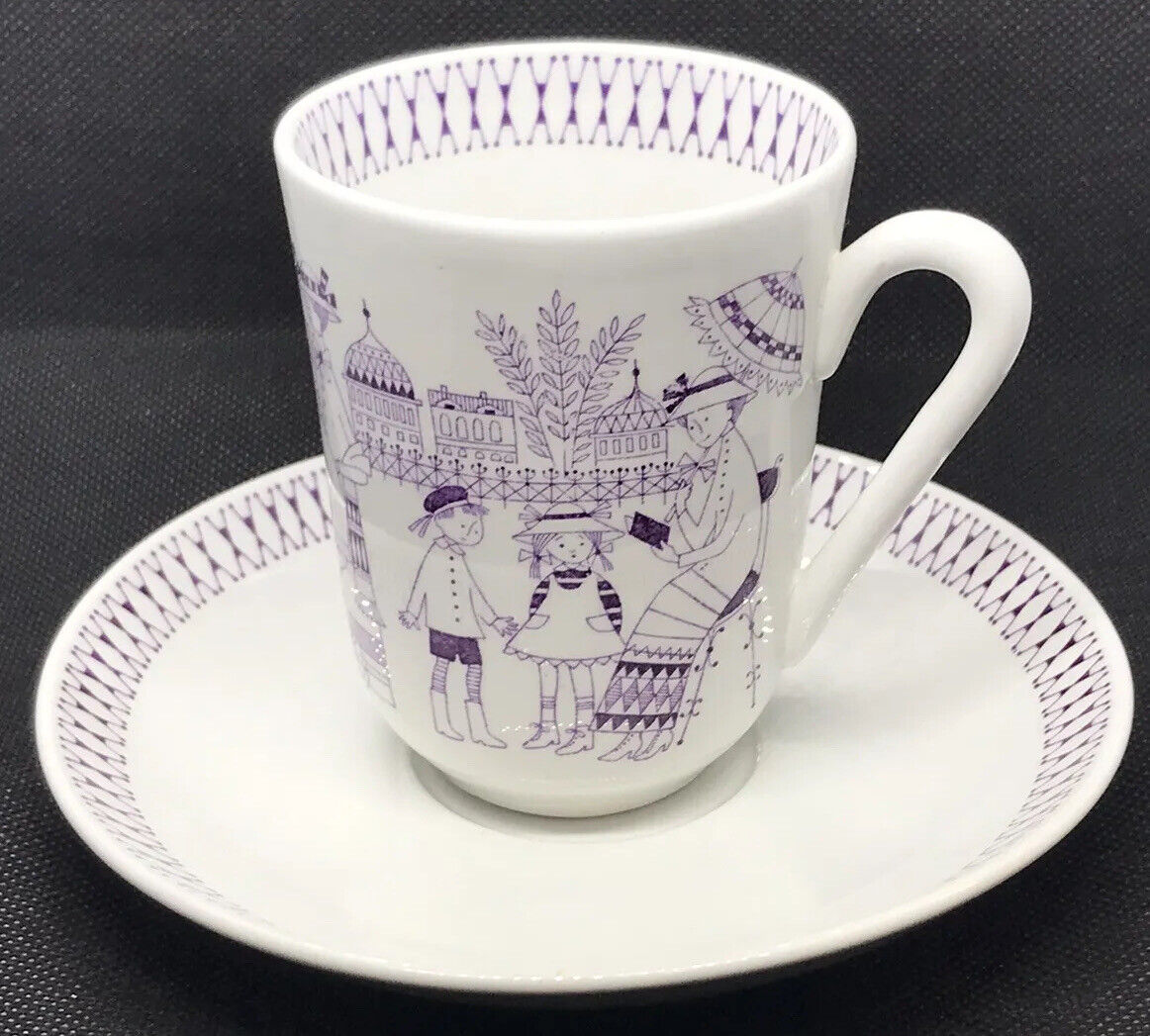 Read more about the article Arabia Finland “Emilia” Tea Cocoa Cup and Saucer Set Violet Purple