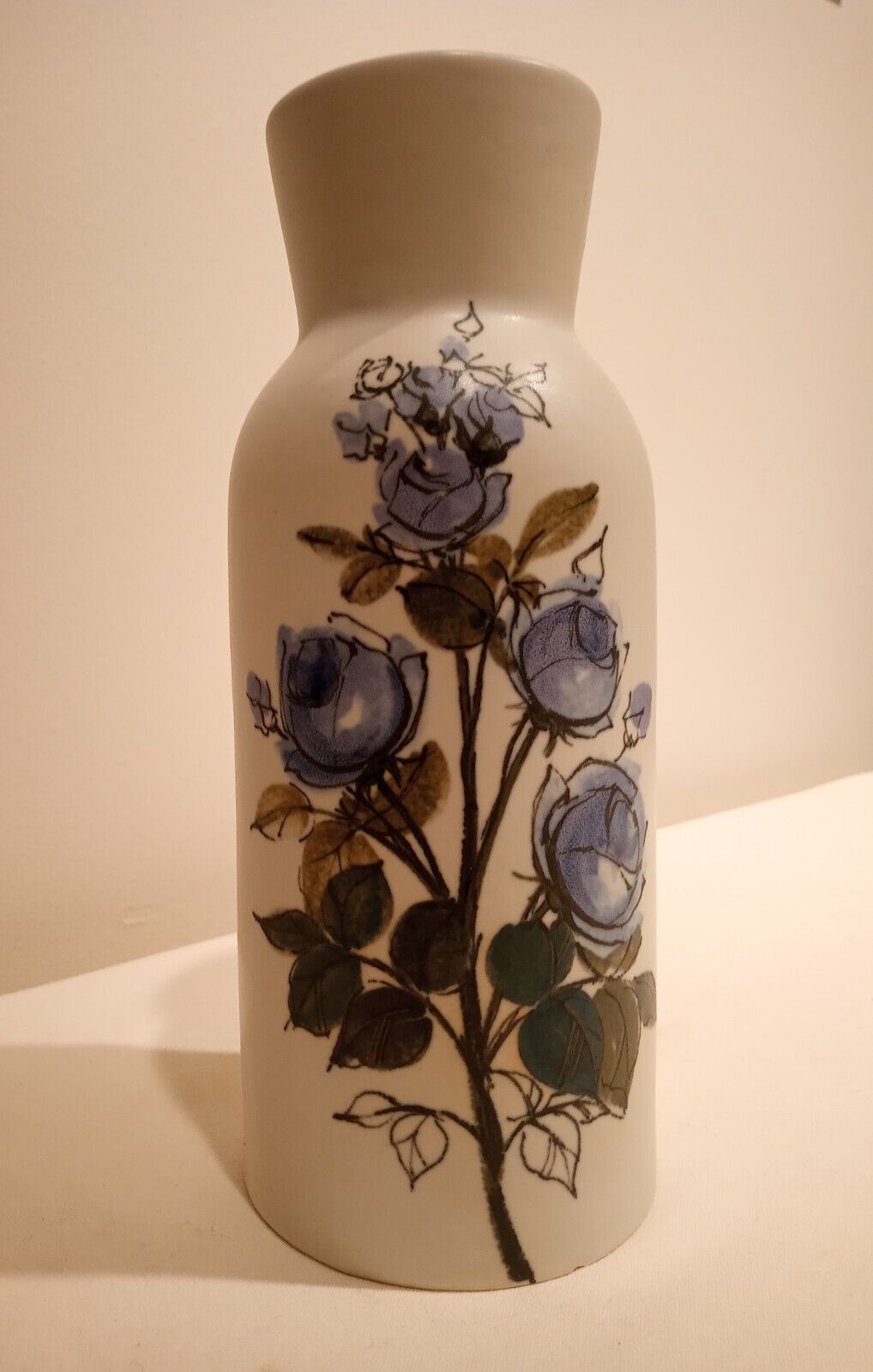 Read more about the article Vintage MCM Arabia Finland Hikka Liisa Ahola Blue Roses 9.25″ Vase