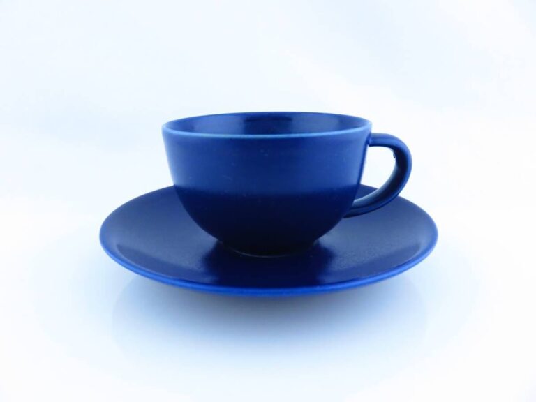 Read more about the article Arabia 24H Tea Cup Saucer Heikki Orvola Olvora Blue Green