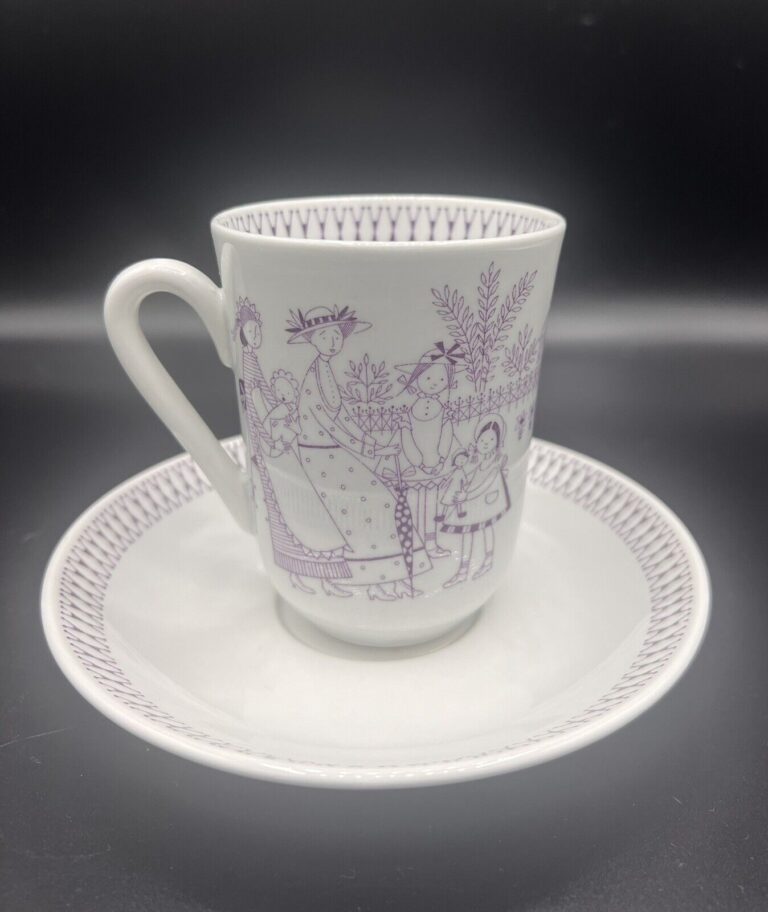 Read more about the article SUPER RARE! Arabia Finland Vintage Cocoa Cup and Saucer Emilia Pattern Violet