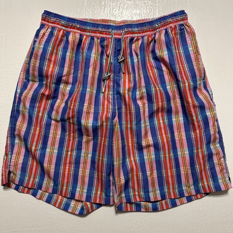 Read more about the article Peter Millar L x 7.5″ Blue Retro Bright Plaid Mesh Lined Swim Shorts MS15P12