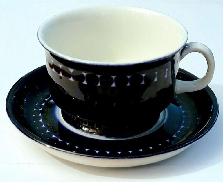 Read more about the article Arabia VALENCIA PATTERN Deep Blue 4 oz Demitasse Cup MADE IN FINLAND