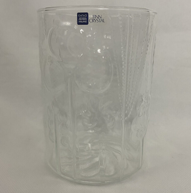 Read more about the article Arabia Littala Finland Finn Flora Crystal Art Glass Vase Embossed Textured 6 In