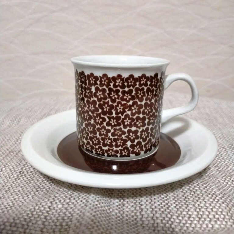 Read more about the article Arabia Faenza Coffee Cup Saucer Demitasse Floral Brown