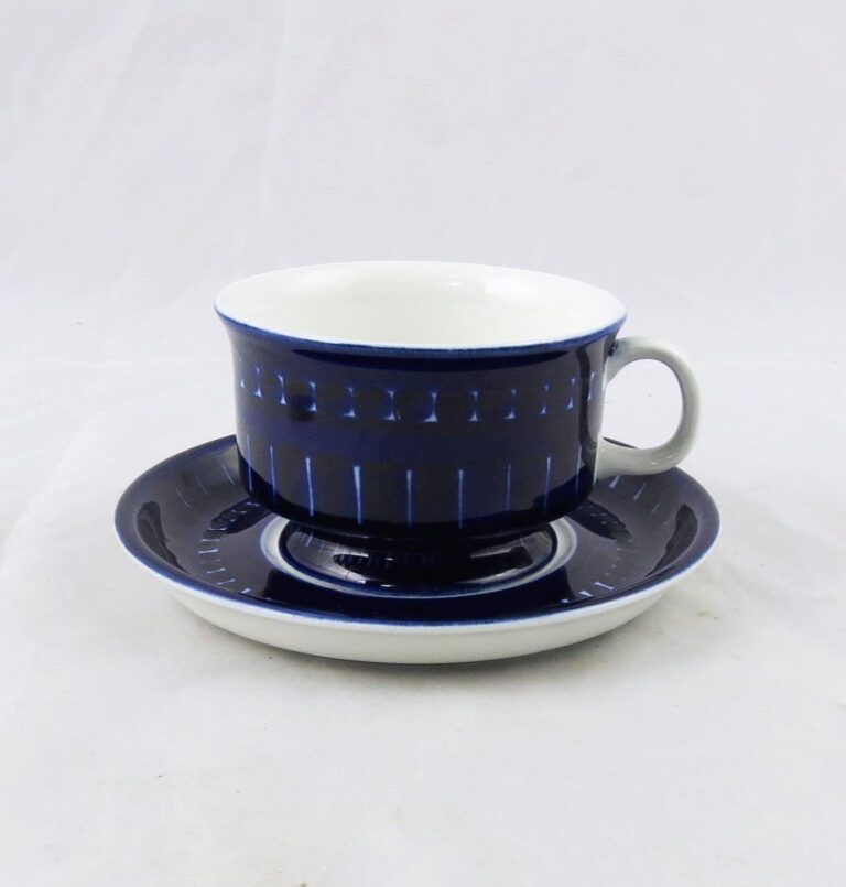 Read more about the article Arabia Finland Valencia Blue Tea Cafe Mocha Cup and Saucer Multiple Available