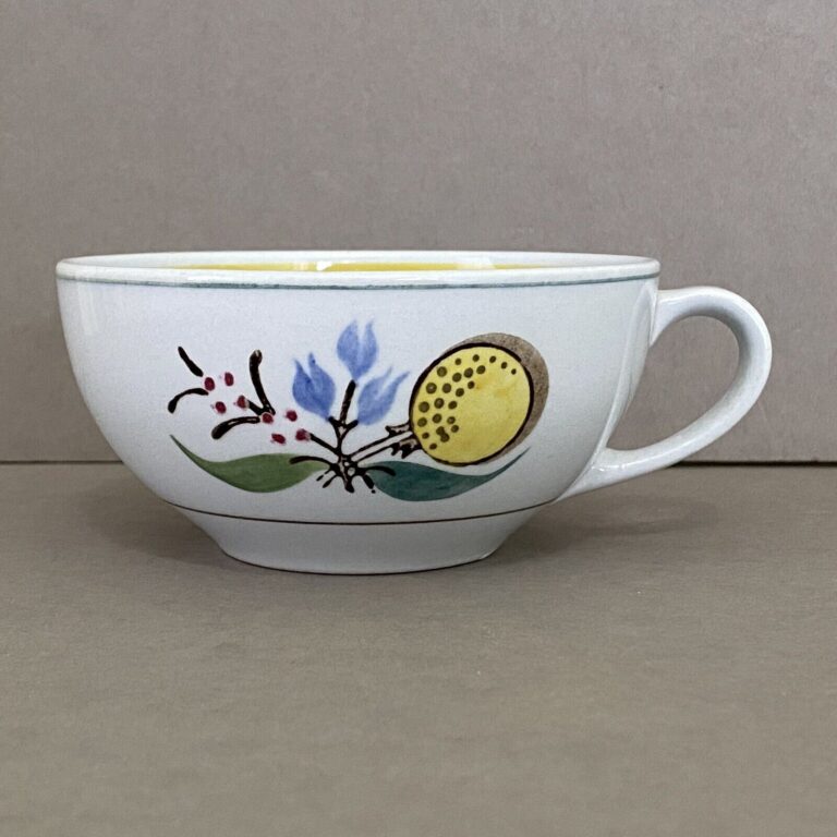 Read more about the article Arabia Finland Windflower Flat Cup Only ~ Yellow  Green  Blue Floral ~ 1955-1970
