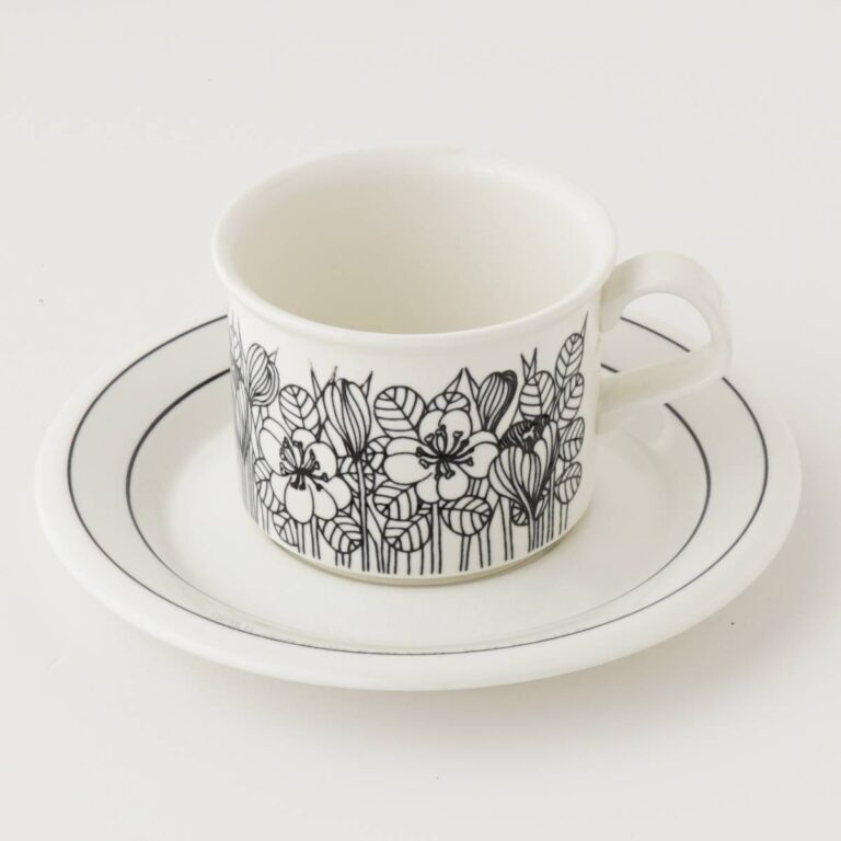 Read more about the article No.1 Arabia Crocus Vintage Krokus Coffee Cup Saucer Black Mono