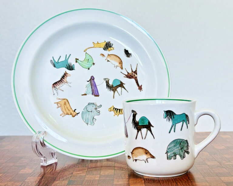 Read more about the article Vtg 2 Pc Arabia of Finland PARADE Zoo Animals Child Plate Mug Set ANJA JURRIKKA