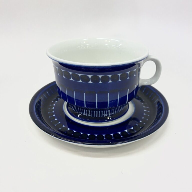 Read more about the article Vintage Arabia Finland Valencia Ulla Procope Blue Coffee Cup and Saucer Set