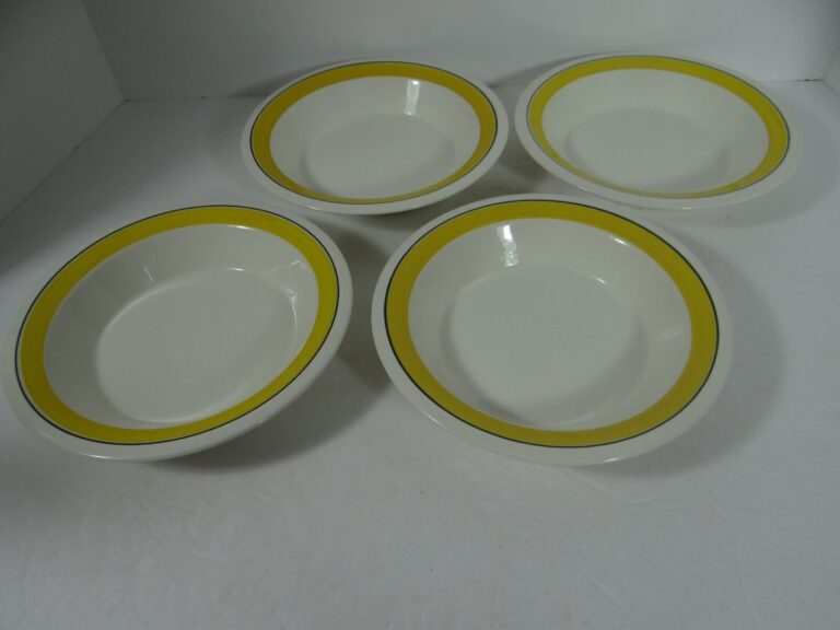 Read more about the article Arabia of Finland Faenza Yellow Bowls Rim Soup Bowls Set of 4   7 3/4″