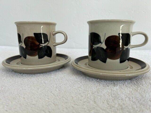 Read more about the article Arabia Finland  Ruija Troubadour Coffee Cup and Saucer  Set of 2